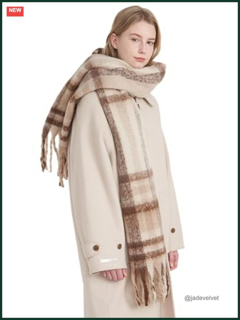 Vintage Plaid Shawl Wrap Blanket Poncho Fringe